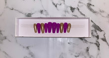 Load image into Gallery viewer, Purple and Gold Glitter Press on Nails|NailzFirst

