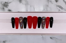 Load image into Gallery viewer, Red and Silver Cheetah Press on Nails|NailzFirst
